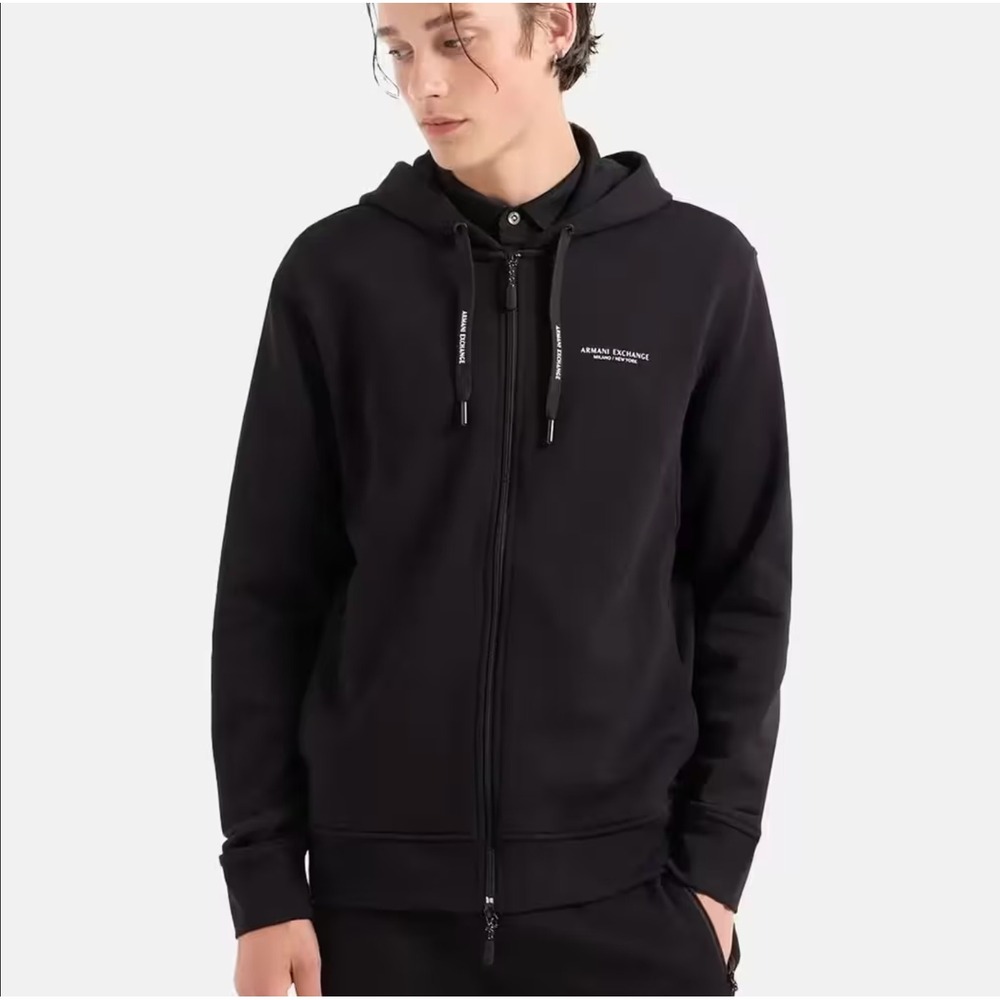 NWOT Armani Exchange Mens Black Full Zip Hoodie XXL